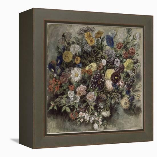 Bouquet de fleurs-Eugene Delacroix-Framed Premier Image Canvas