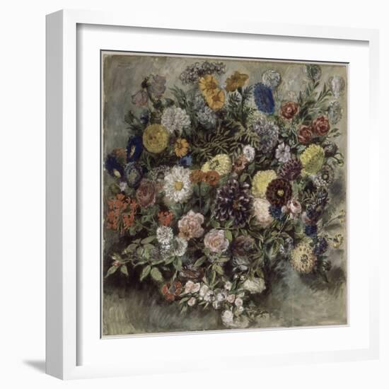 Bouquet de fleurs-Eugene Delacroix-Framed Giclee Print