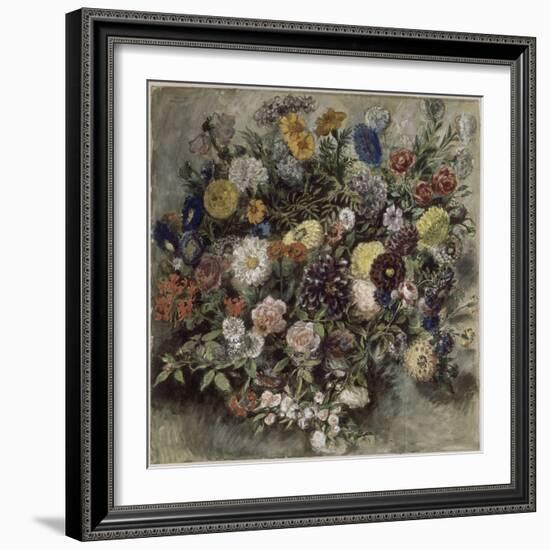 Bouquet de fleurs-Eugene Delacroix-Framed Giclee Print