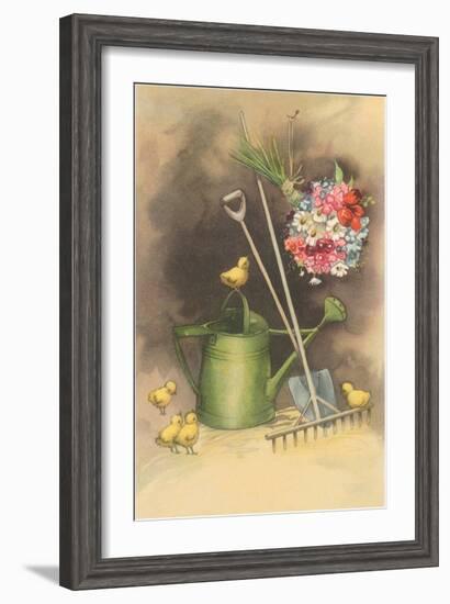 Bouquet Drying with Garden Implements-null-Framed Art Print