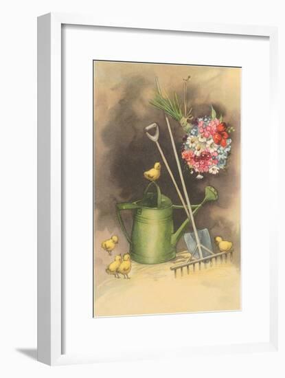 Bouquet Drying with Garden Implements-null-Framed Art Print