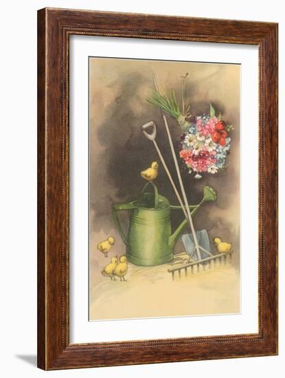 Bouquet Drying with Garden Implements--Framed Art Print