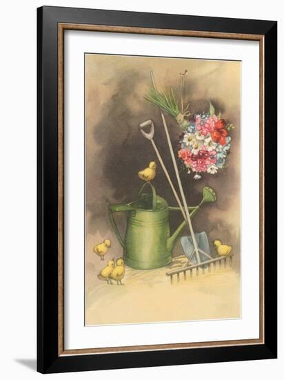 Bouquet Drying with Garden Implements-null-Framed Art Print