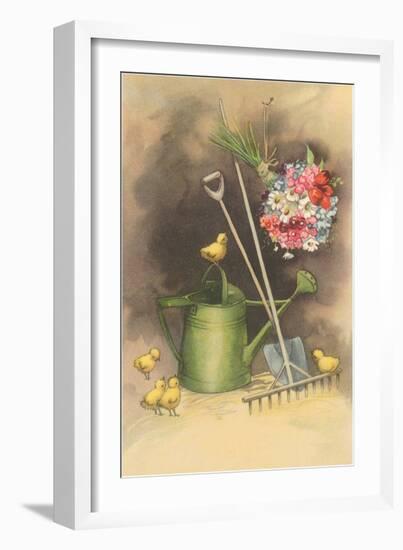 Bouquet Drying with Garden Implements-null-Framed Art Print