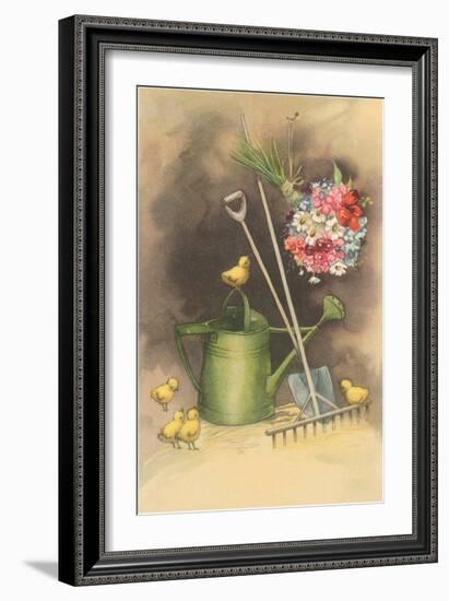 Bouquet Drying with Garden Implements-null-Framed Art Print