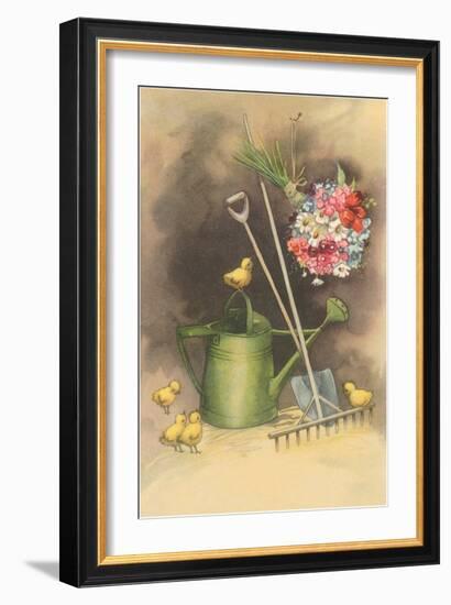 Bouquet Drying with Garden Implements-null-Framed Art Print