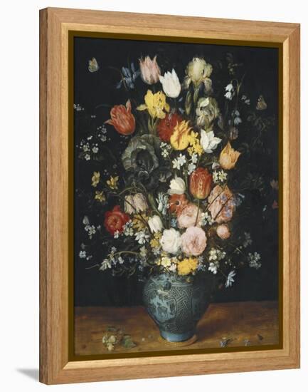 Bouquet in a Blue Vase-Jan Brueghel the Elder-Framed Stretched Canvas