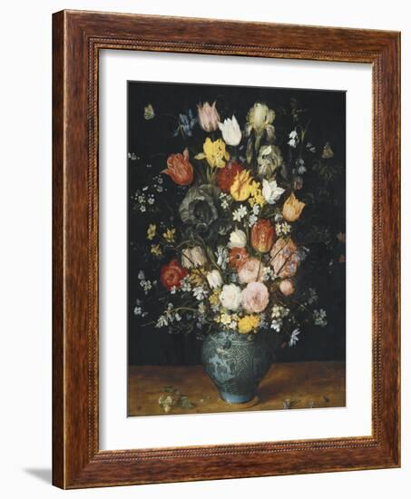 Bouquet in a Blue Vase-Jan Brueghel the Elder-Framed Art Print