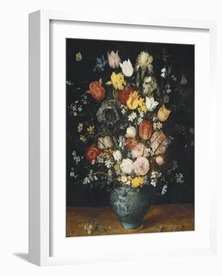 Bouquet in a Blue Vase-Jan Brueghel the Elder-Framed Art Print