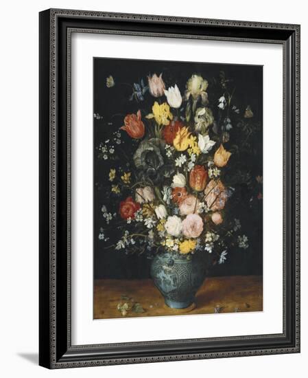 Bouquet in a Blue Vase-Jan Brueghel the Elder-Framed Art Print