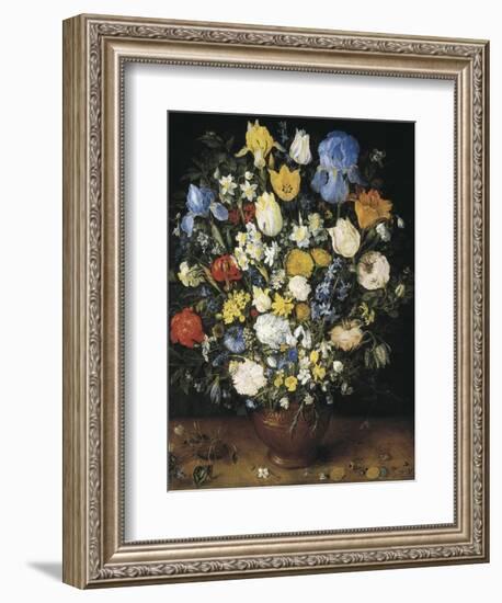 Bouquet in a Clay Vase-Jan Brueghel the Elder-Framed Art Print