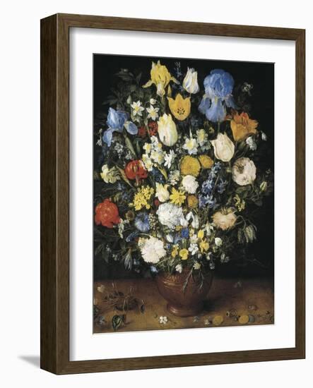 Bouquet in a Clay Vase-Jan Brueghel the Elder-Framed Art Print