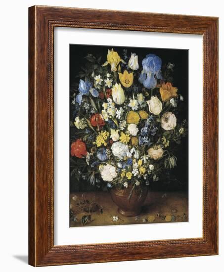 Bouquet in a Clay Vase-Jan Brueghel the Elder-Framed Art Print