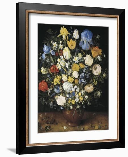 Bouquet in a Clay Vase-Jan Brueghel the Elder-Framed Art Print