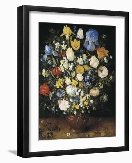 Bouquet in a Clay Vase-Jan Brueghel the Elder-Framed Art Print