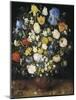 Bouquet in a Clay Vase-Jan Brueghel the Elder-Mounted Art Print