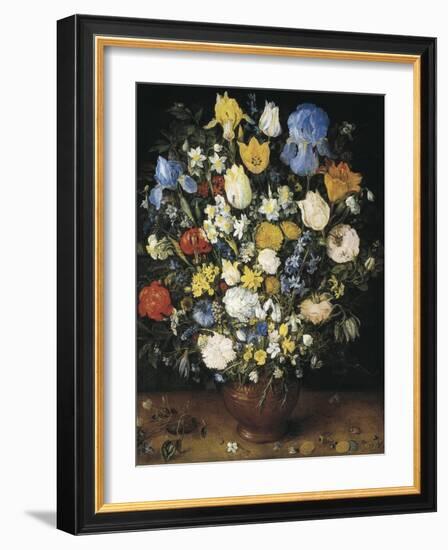 Bouquet in a Clay Vase-Jan Brueghel the Elder-Framed Art Print