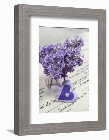Bouquet, Lilac, Blossoms, Mauve, Violet, Vase, Spring, Heart-Andrea Haase-Framed Photographic Print