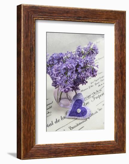 Bouquet, Lilac, Blossoms, Mauve, Violet, Vase, Spring, Heart-Andrea Haase-Framed Photographic Print