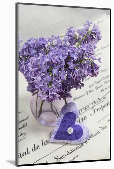 Bouquet, Lilac, Blossoms, Mauve, Violet, Vase, Spring, Heart-Andrea Haase-Mounted Photographic Print