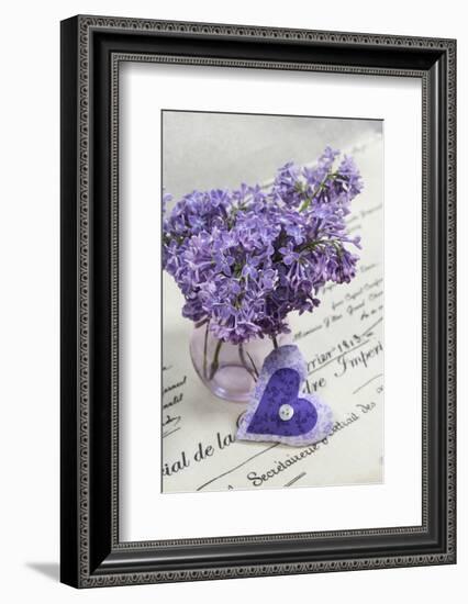 Bouquet, Lilac, Blossoms, Mauve, Violet, Vase, Spring, Heart-Andrea Haase-Framed Photographic Print