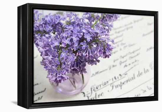 Bouquet, Lilac, Flowers, Purple, Violet, Vase, Spring-Andrea Haase-Framed Premier Image Canvas