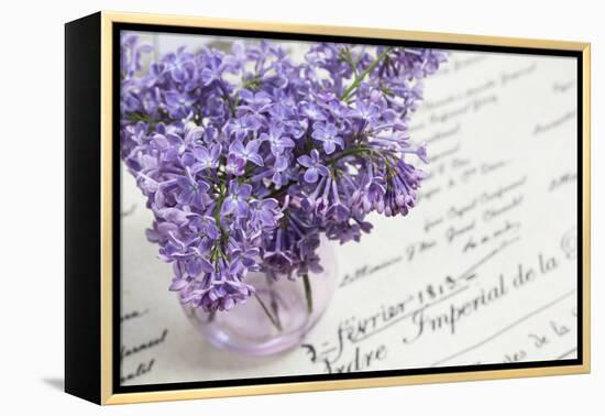 Bouquet, Lilac, Flowers, Purple, Violet, Vase, Spring-Andrea Haase-Framed Premier Image Canvas