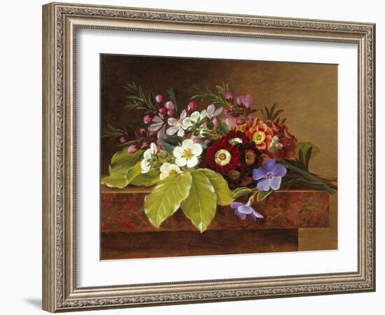 Bouquet of Apple and Cherry Blossoms, and Primula-Johan Laurentz Jensen-Framed Giclee Print