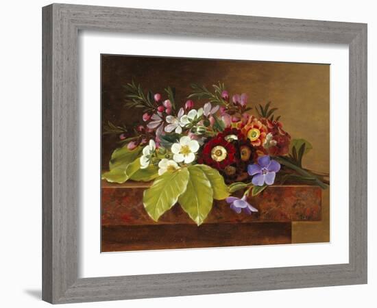 Bouquet of Apple and Cherry Blossoms, and Primula-Johan Laurentz Jensen-Framed Giclee Print