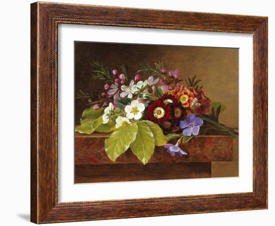 Bouquet of Apple and Cherry Blossoms, and Primula-Johan Laurentz Jensen-Framed Giclee Print