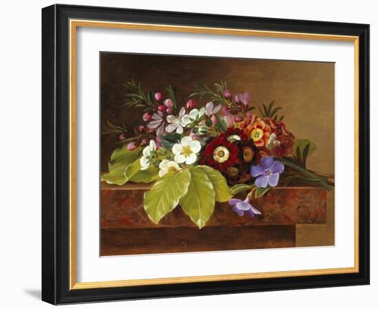 Bouquet of Apple and Cherry Blossoms, and Primula-Johan Laurentz Jensen-Framed Giclee Print
