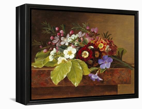 Bouquet of Apple and Cherry Blossoms, and Primula-Johan Laurentz Jensen-Framed Premier Image Canvas