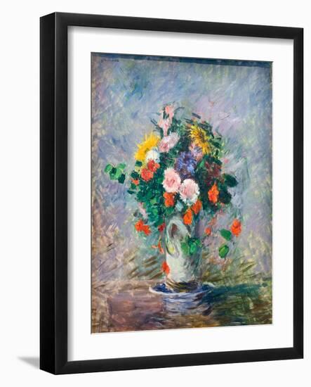 Bouquet of Chinese Asters, Nasturtiums and Sunflowers in a Vase, C. 1887 (Oil on Canvas)-Gustave Caillebotte-Framed Giclee Print