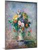 Bouquet of Chinese Asters, Nasturtiums and Sunflowers in a Vase, C. 1887 (Oil on Canvas)-Gustave Caillebotte-Mounted Giclee Print