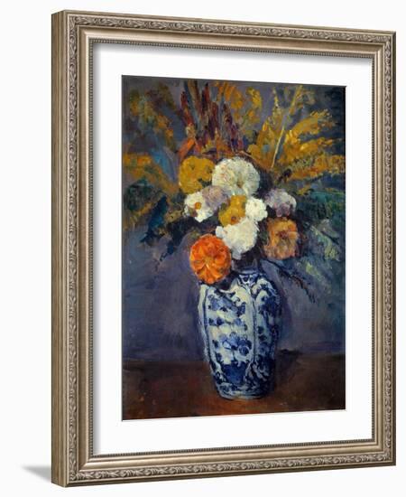 Bouquet of Dahlias. Painting by Paul Cezanne (1839-1906), 1873. Oil on Canvas. Dim: 0.73 X 0.54M. P-Paul Cezanne-Framed Giclee Print