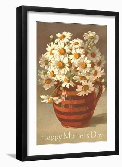 Bouquet of Daisies in Earthenware Pitcher-null-Framed Art Print