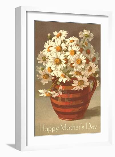 Bouquet of Daisies in Earthenware Pitcher-null-Framed Art Print