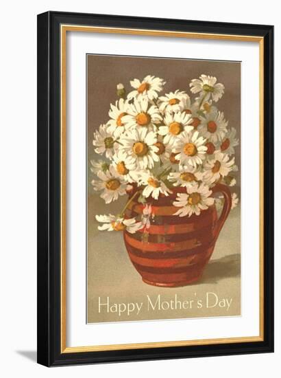 Bouquet of Daisies in Earthenware Pitcher-null-Framed Art Print