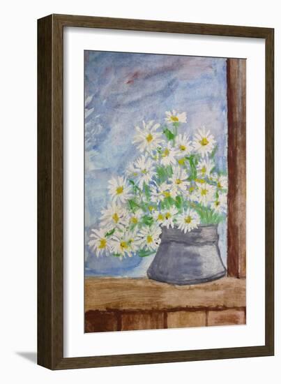 Bouquet Of Daisies-kirilstanchev-Framed Art Print