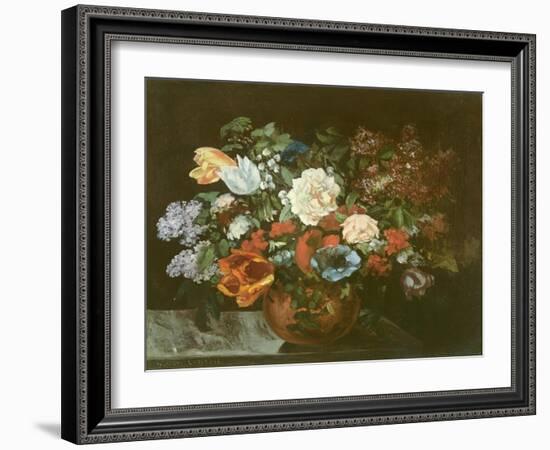 Bouquet of Flowers, 1863-Gustave Courbet-Framed Giclee Print