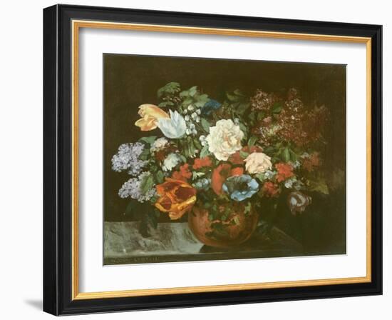 Bouquet of Flowers, 1863-Gustave Courbet-Framed Giclee Print