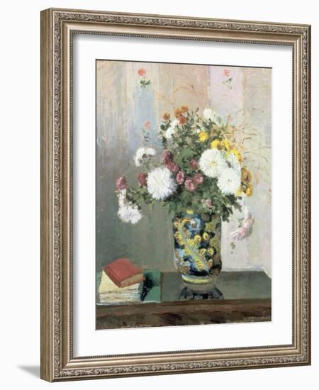 Bouquet of Flowers, Chrysanthemums in a Chinese Vase-Camille Pissarro-Framed Giclee Print