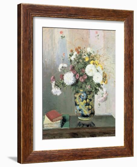 Bouquet of Flowers, Chrysanthemums in a Chinese Vase-Camille Pissarro-Framed Giclee Print