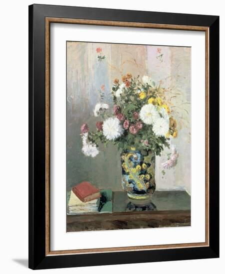 Bouquet of Flowers, Chrysanthemums in a Chinese Vase-Camille Pissarro-Framed Giclee Print