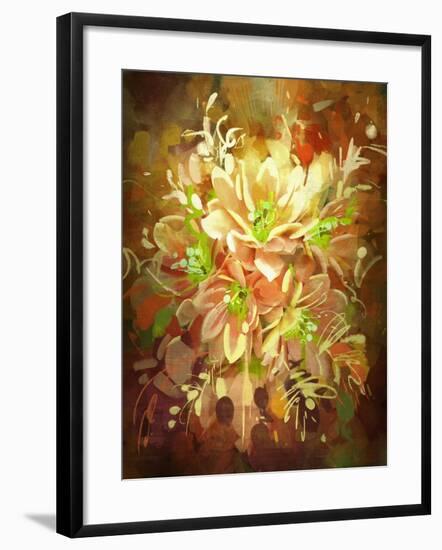 Bouquet of Flowers,Digital Painting,Illustration-Tithi Luadthong-Framed Art Print