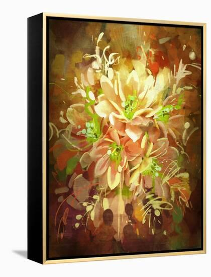 Bouquet of Flowers,Digital Painting,Illustration-Tithi Luadthong-Framed Stretched Canvas