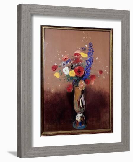 Bouquet of Flowers from the Fields. Painting by Odilon Redon (1840-1916), 1912. Pastel Painting. Di-Odilon Redon-Framed Giclee Print