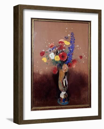 Bouquet of Flowers from the Fields. Painting by Odilon Redon (1840-1916), 1912. Pastel Painting. Di-Odilon Redon-Framed Giclee Print