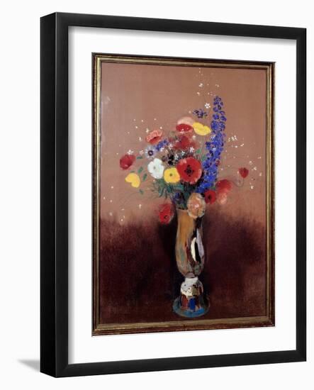 Bouquet of Flowers from the Fields. Painting by Odilon Redon (1840-1916), 1912. Pastel Painting. Di-Odilon Redon-Framed Giclee Print