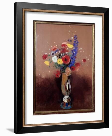 Bouquet of Flowers from the Fields. Painting by Odilon Redon (1840-1916), 1912. Pastel Painting. Di-Odilon Redon-Framed Giclee Print